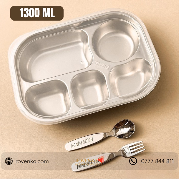 Stainless Steel Divided Meal Tray with Lid - Image 2