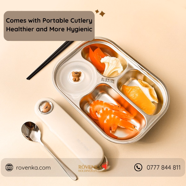 Stainless Steel Divided Meal Tray with Lid - Image 4