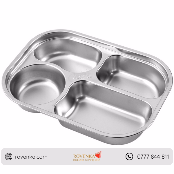 Stainless Steel Divided Meal Tray with Lid - Image 5