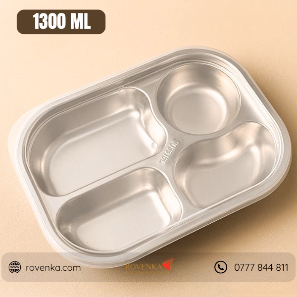 Stainless Steel Divided Meal Tray with Lid - Image 6