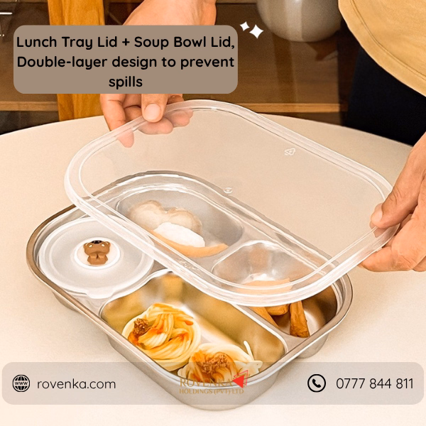 Stainless Steel Divided Meal Tray with Lid - Image 7