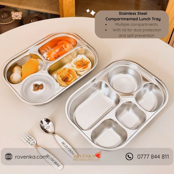 Stainless Steel Divided Meal Tray with Lid