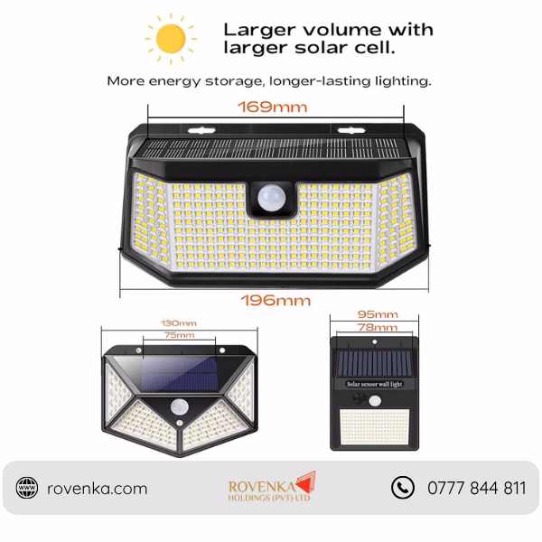 Solar Motion Sensor Wall Light 416 LED - Image 3