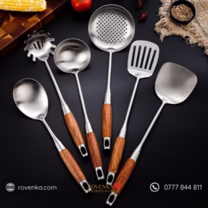 Stainless Steel Kitchen Utensil Set Wooden Handle
