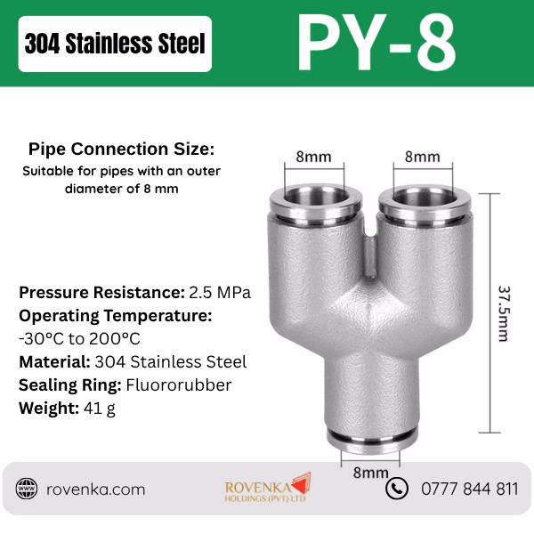 Stainless Steel Pneumatic Tee Connector - Image 7