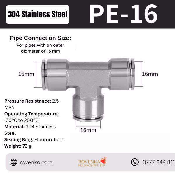 Stainless Steel Pneumatic Tee Connector - Image 18